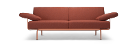 Harvink bank Tyfoon met boulekussens in stof Rocks beige rood zalm en frame RAL 3012 beige bruin fijnstructuur