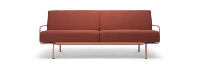 Harvink bank Tyfoon in stof Taro rood met frame RAL 8004 koper bruin fijnstructuur